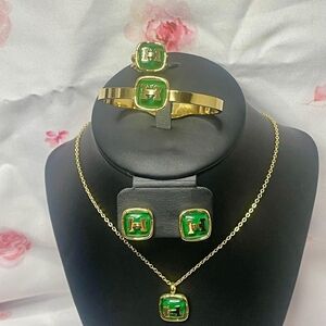 Hermes Gold and Green Necklace